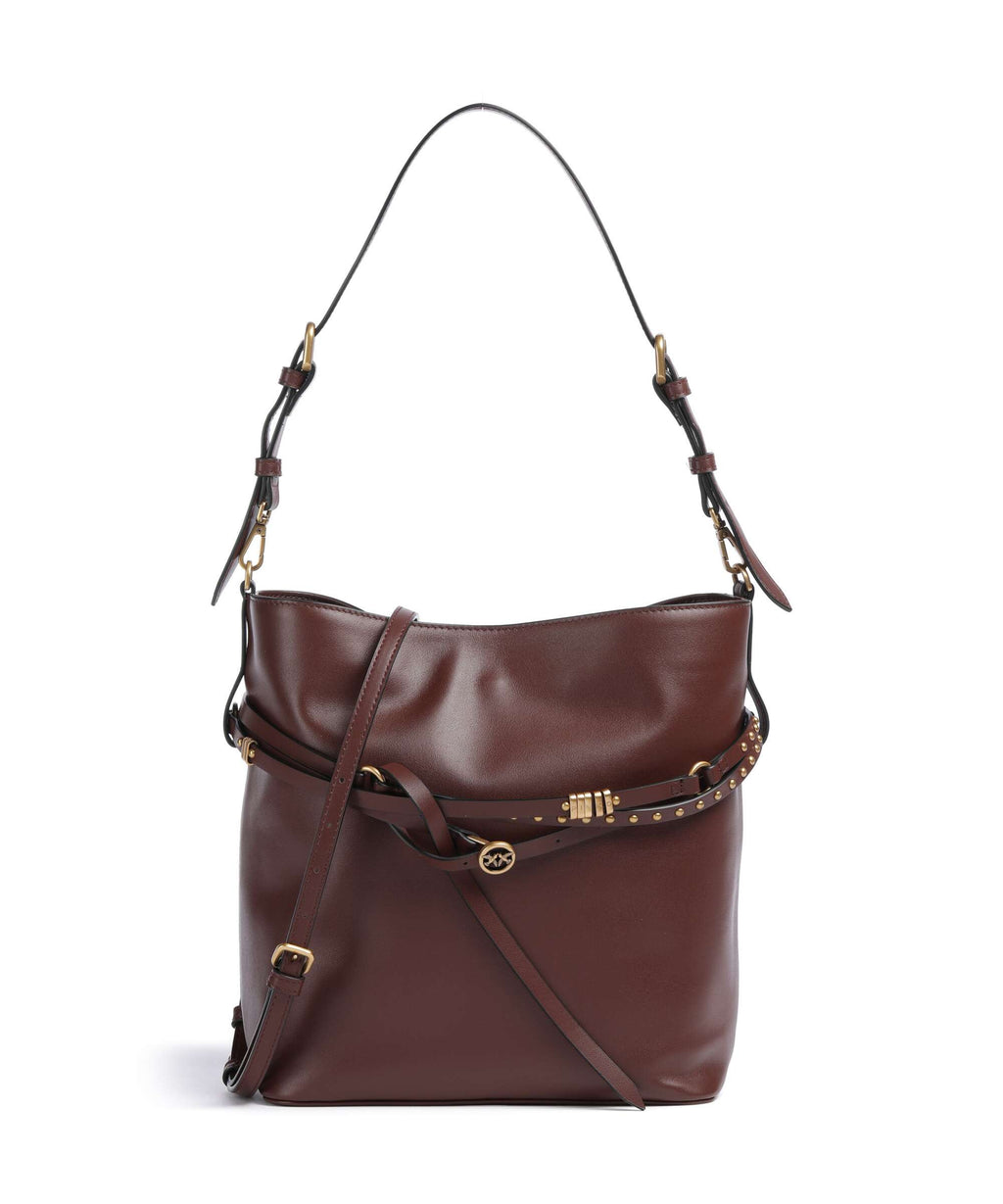 Pinko Belt Classic Bucket bag burgundy wine/antique gold