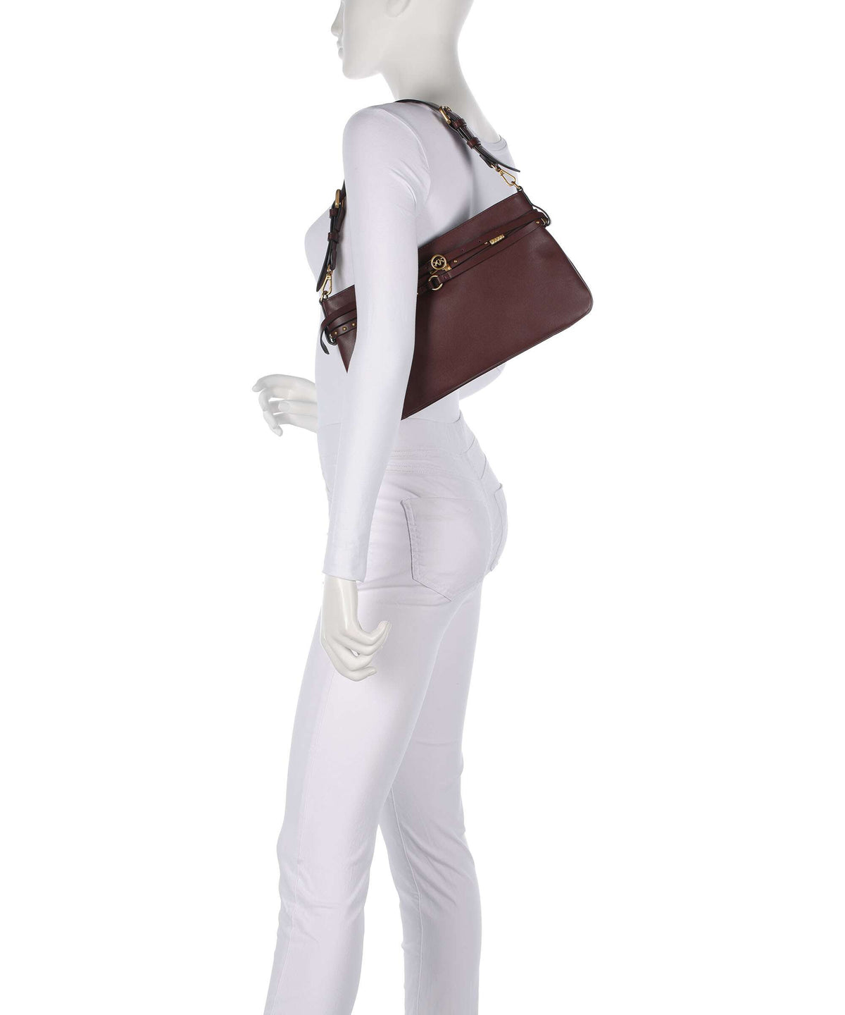 Pinko Belt Classic Shoulder bag burgundy wine/antique gold