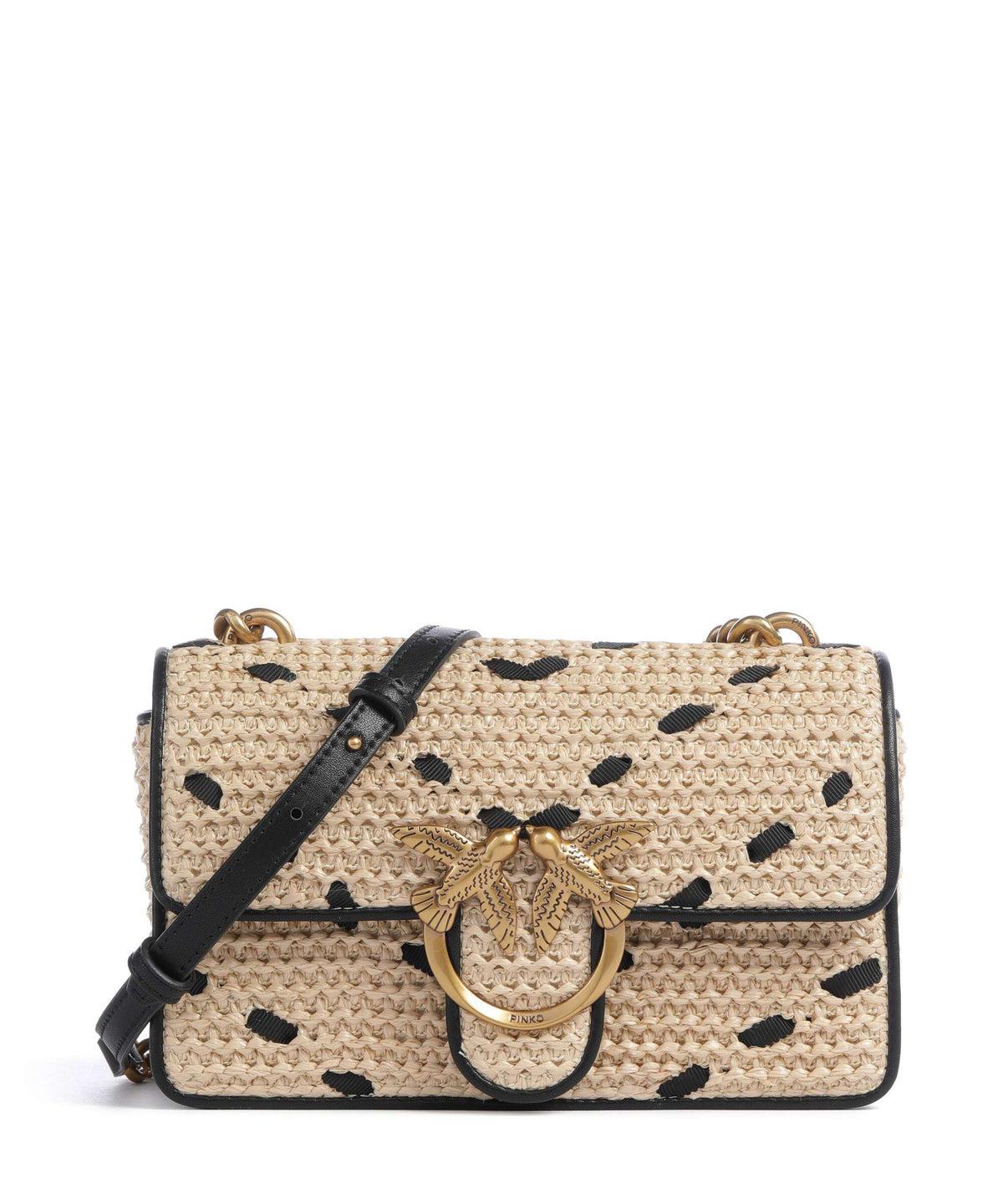 Pinko Love One Mini Crossbody bag paglia/nero/antique gold