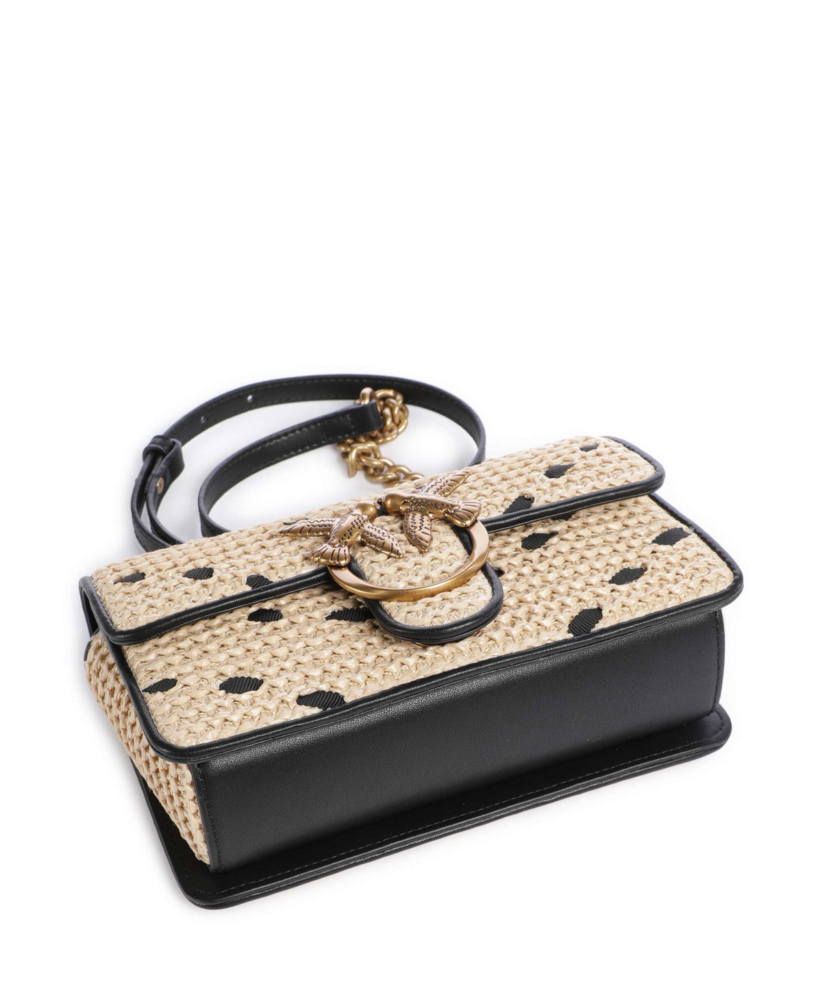 Pinko Love One Mini Crossbody bag paglia/nero/antique gold