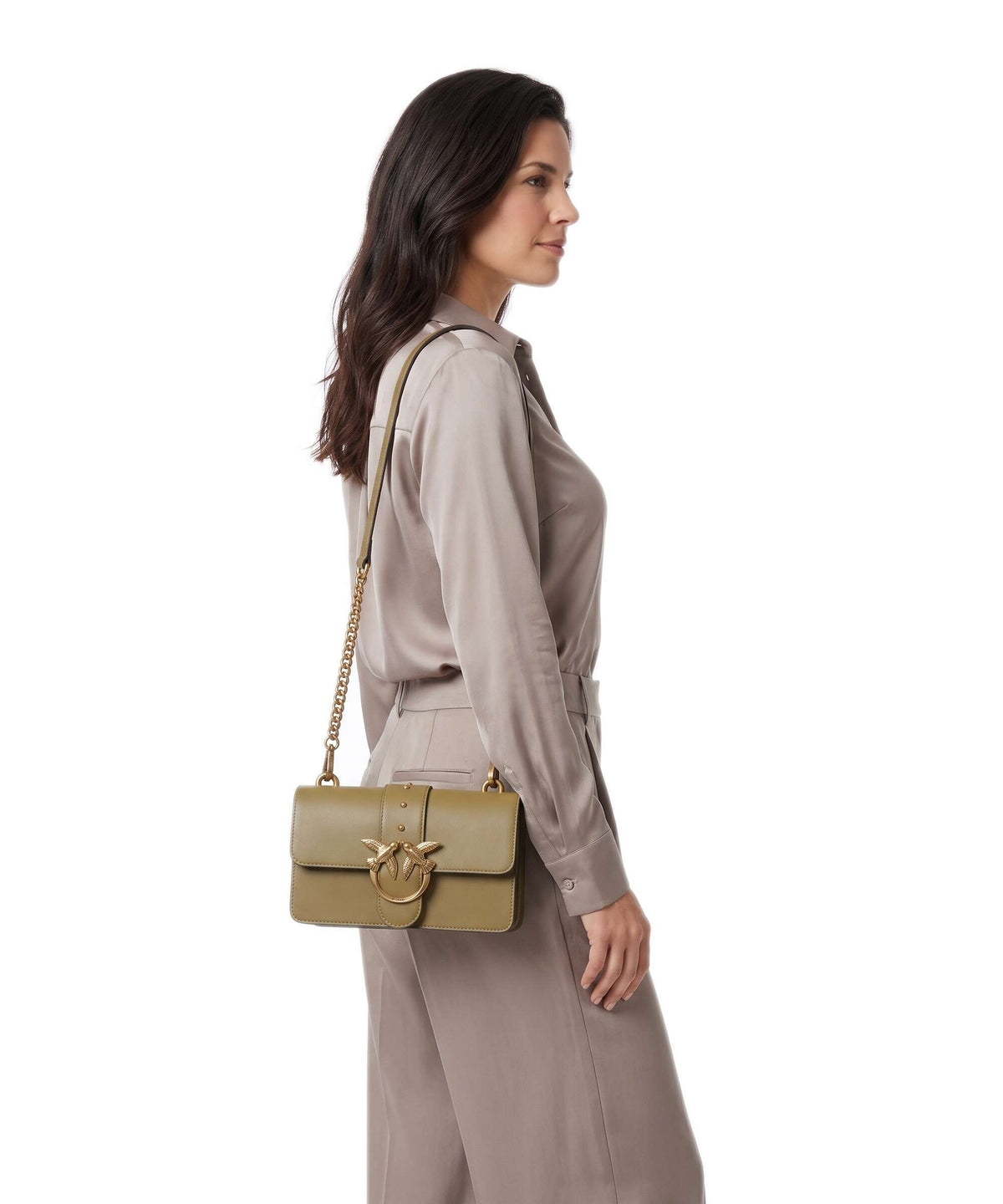 Pinko Love One Mini Crossbody bag verde canguro/antique gold