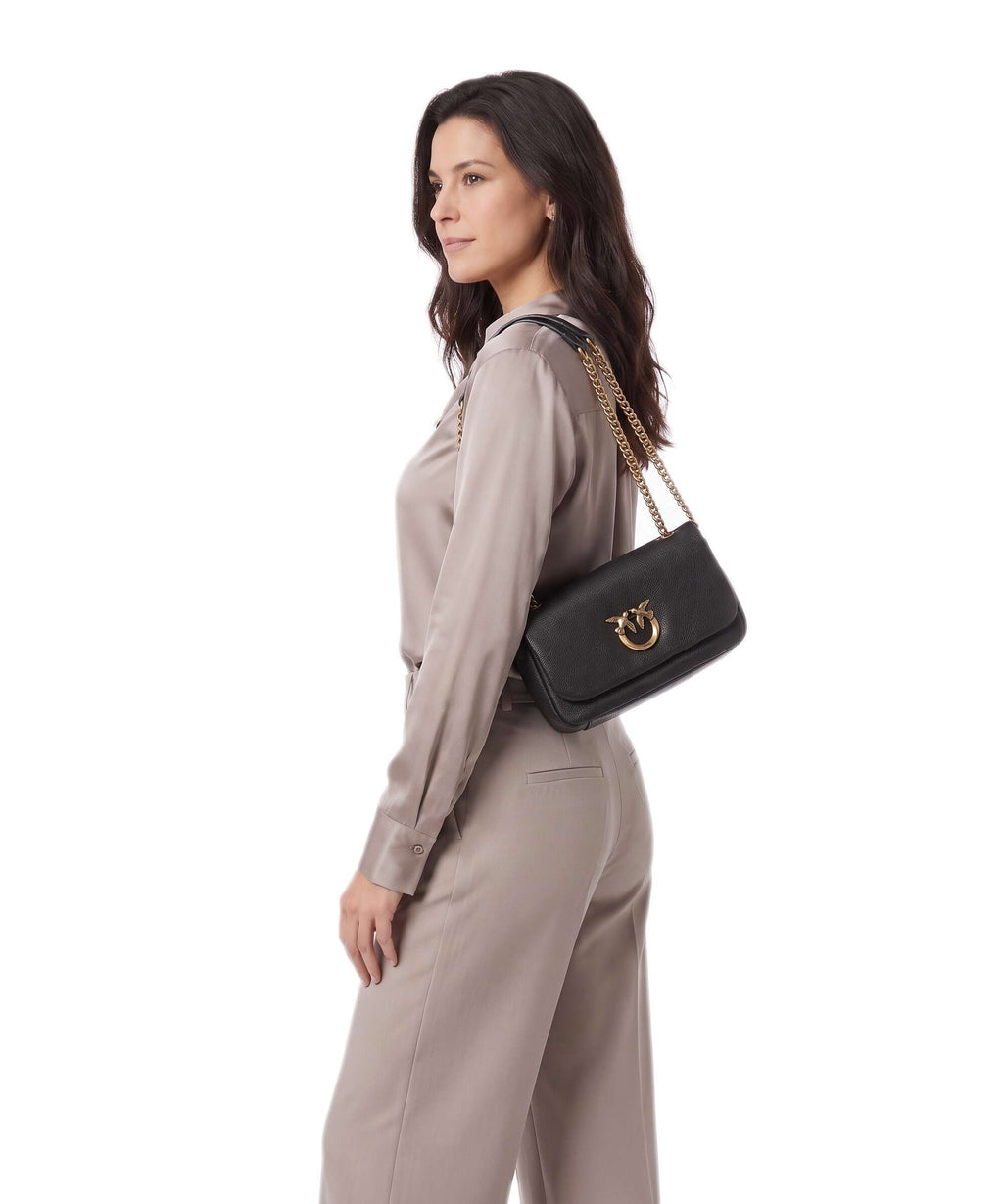 Pinko Click Soft Horizontal Chain Shoulder bag marrone marasca/antique gold