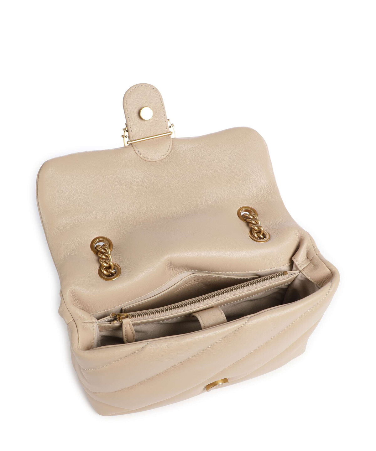Pinko Love Puff Classic New Buckle Shoulder bag beige/grigio fumo/antique gold