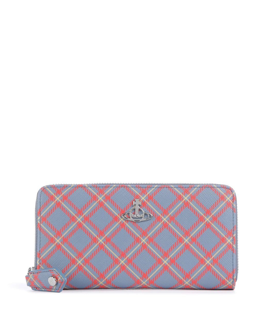 Vivienne Westwood Saffiano Printed Classic Wallet blue/orange tartan