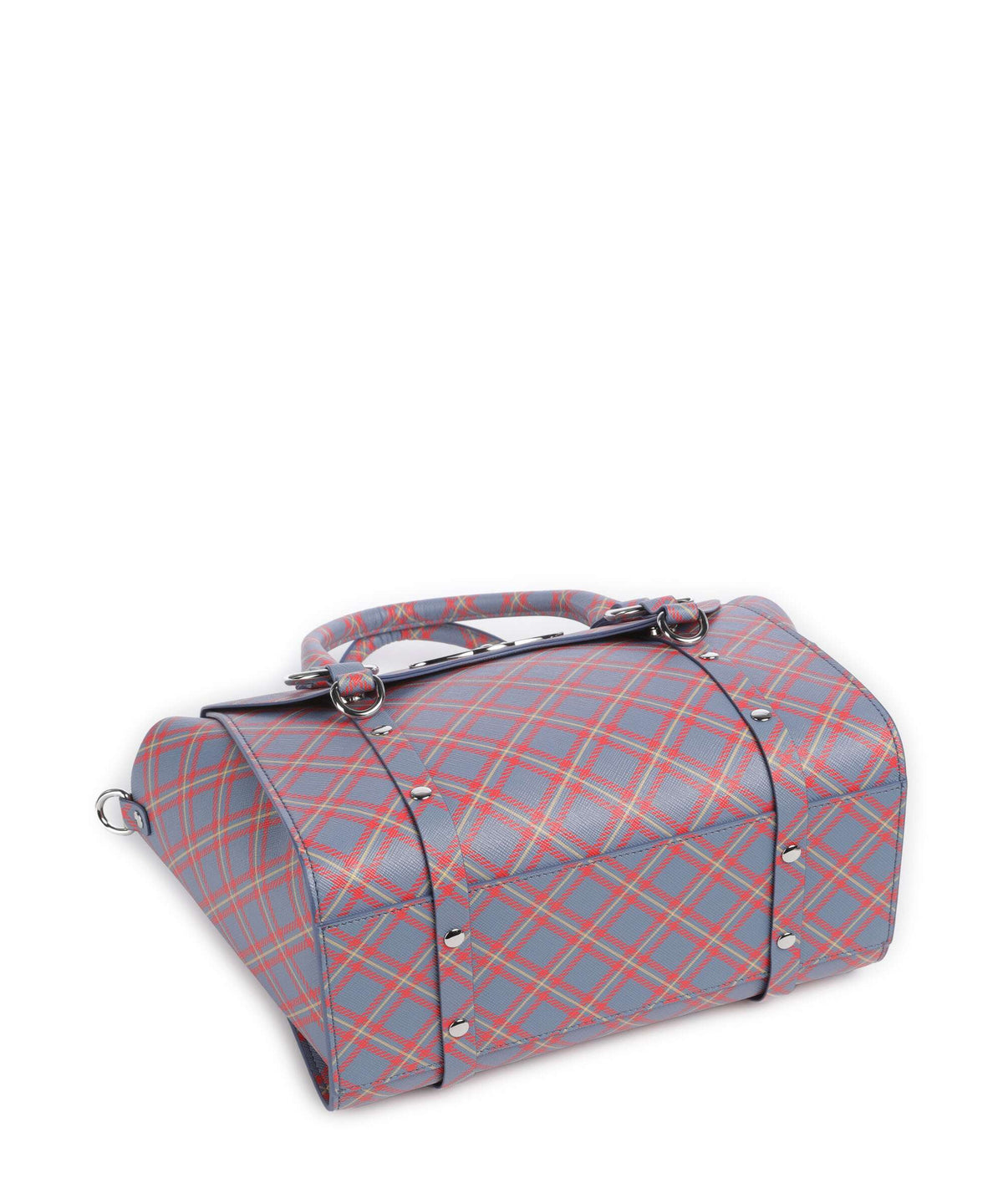 Vivienne Westwood Betty Saffiano Printed Medium Handbag blue/orange tartan