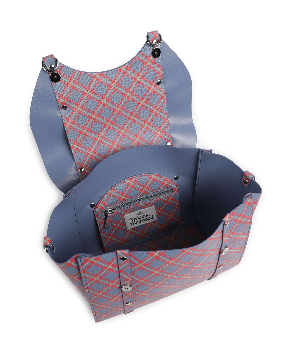 Vivienne Westwood Betty Saffiano Printed Medium Handbag blue/orange tartan
