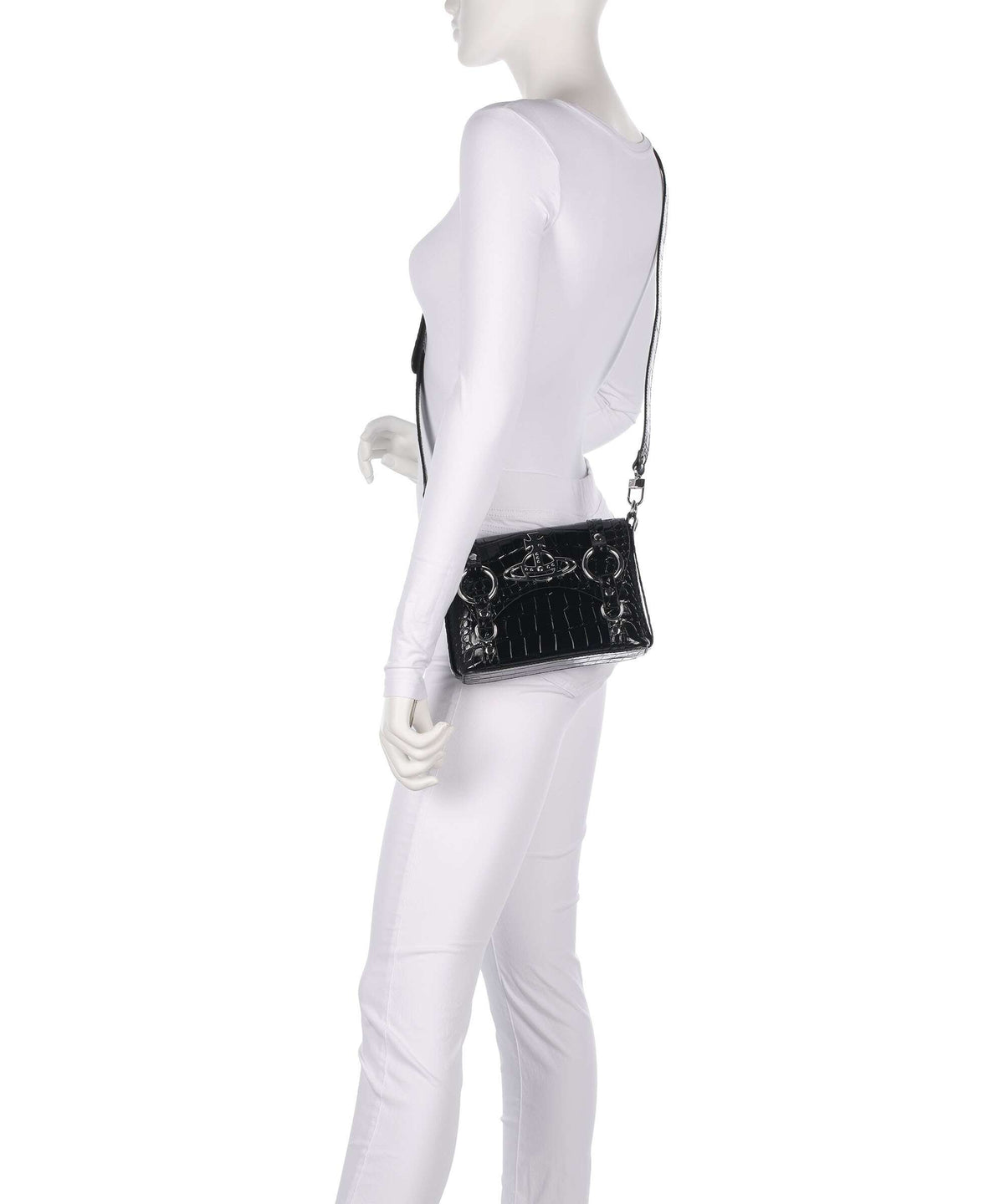 Vivienne Westwood Kim Embossed Croc Crossbody bag black