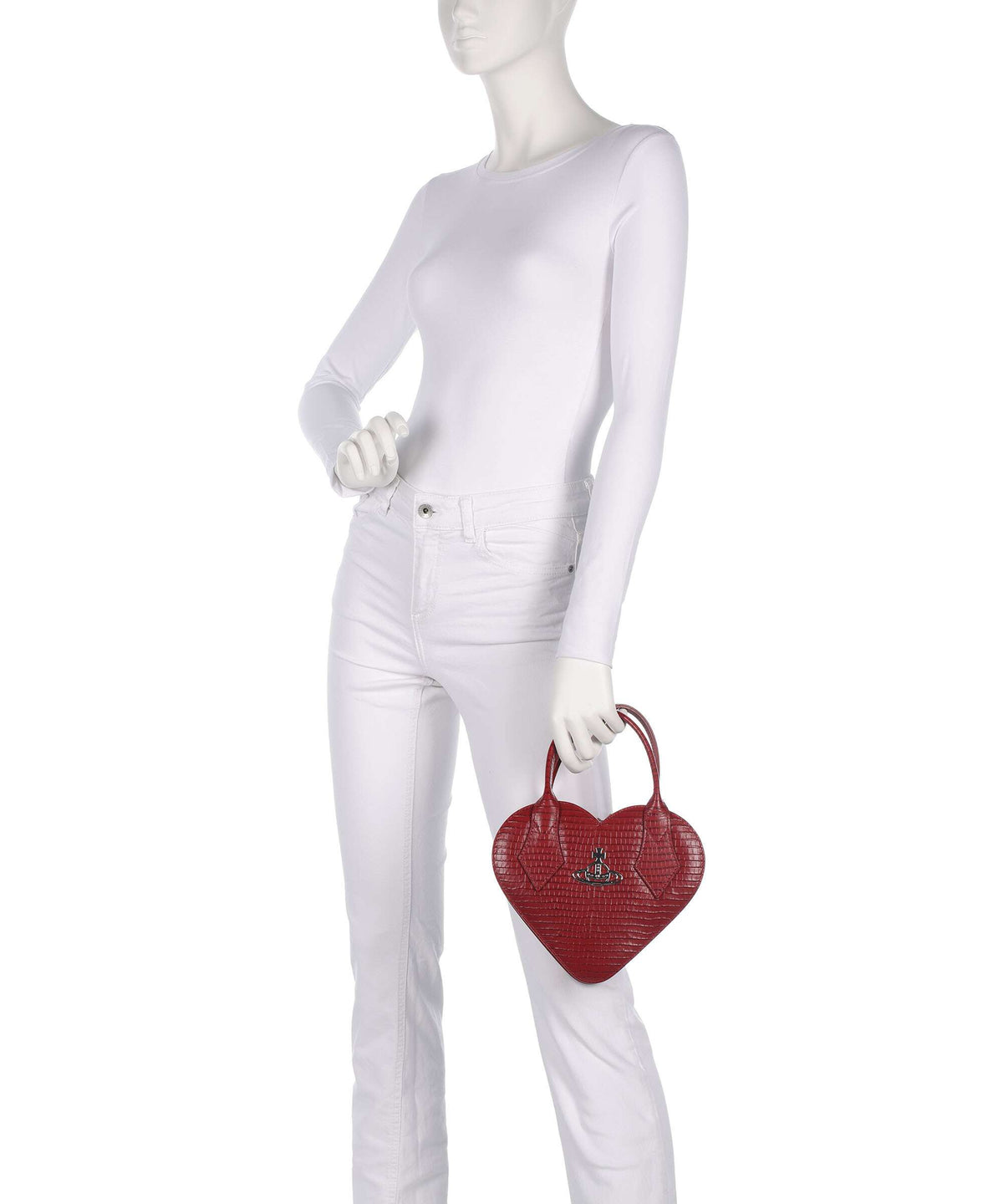 Vivienne Westwood Josephine Heart Embossed Croc Mini Handbag red