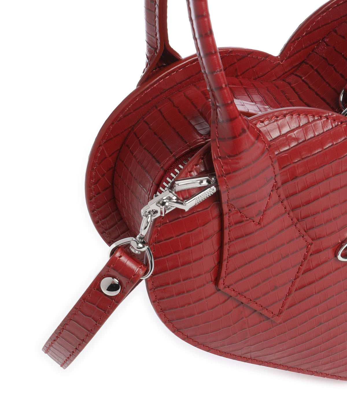 Vivienne Westwood Josephine Heart Embossed Croc Mini Handbag red