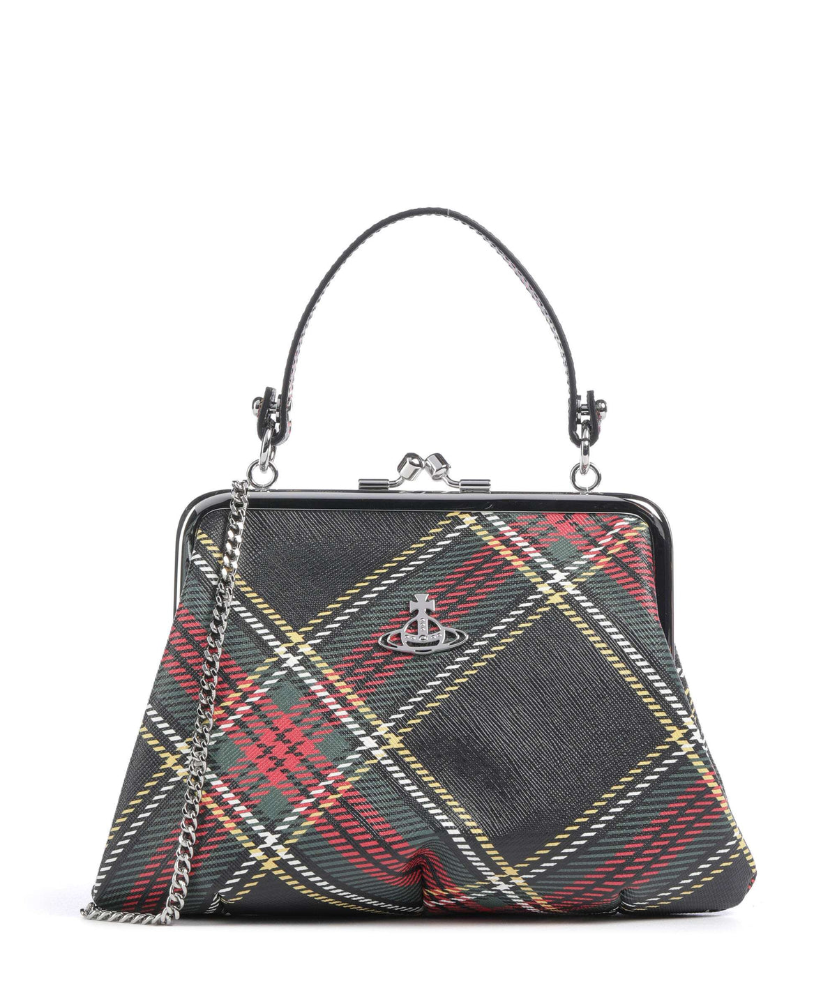 Vivienne Westwood Granny Frame Saffiano Printed Handbag chelsea tartan