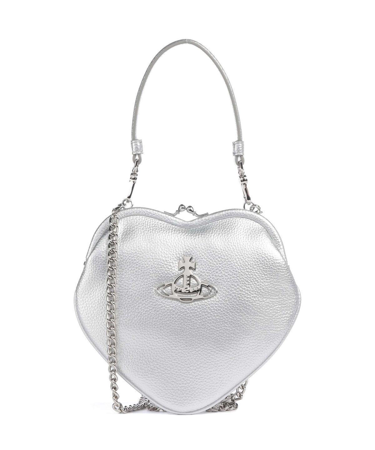 Vivienne Westwood Belle Heart Frame Re-Vegan Grain Shoulder bag silver