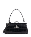 Vivienne Westwood Doll Frame Embossed Croc XL Handbag black