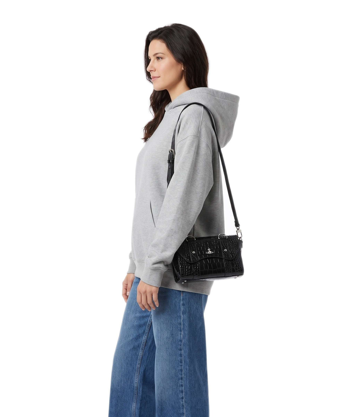 Vivienne Westwood Kimmy Embossed Croc Crossbody bag black