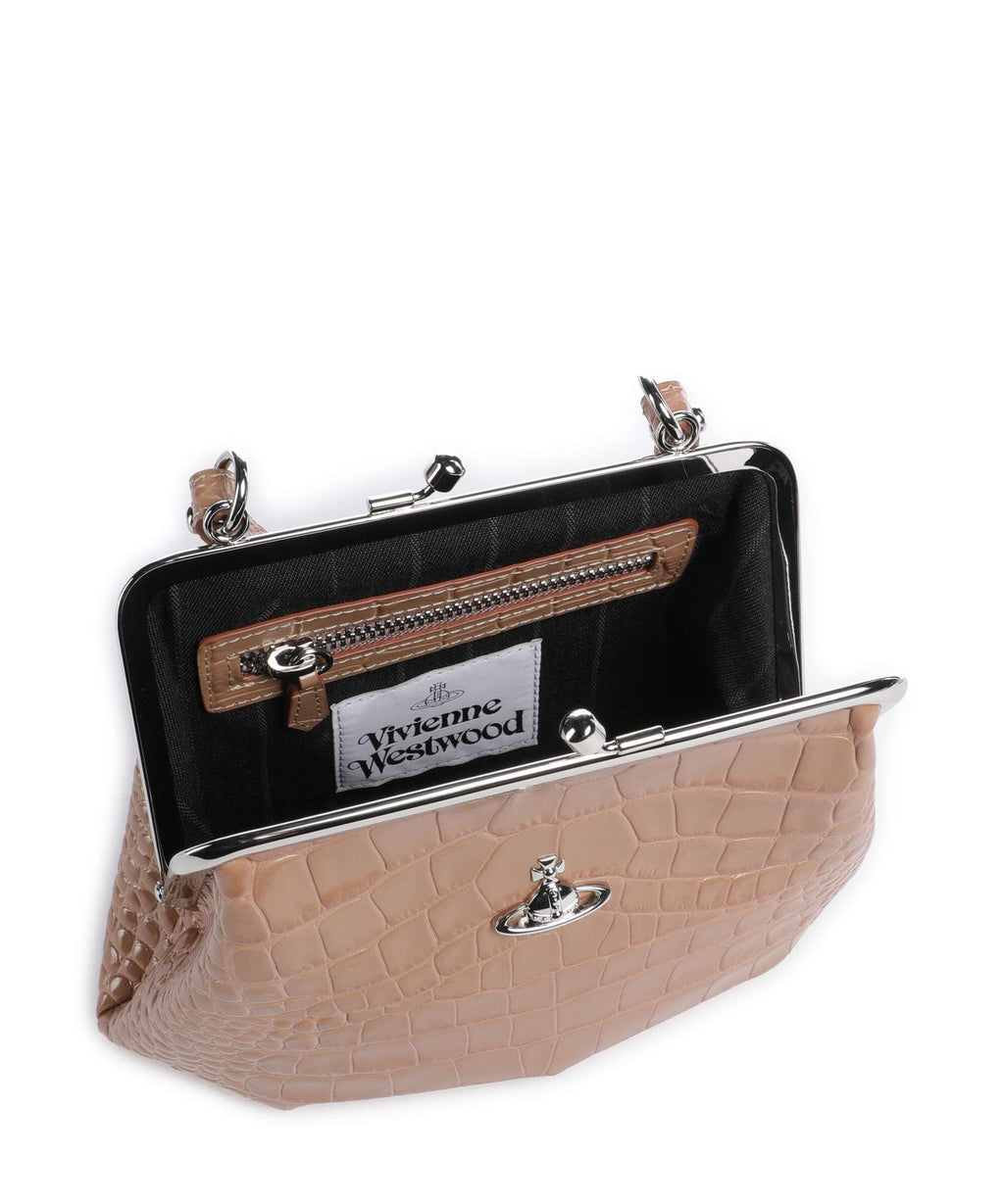 Vivienne Westwood Granny Frame Embossed Croc Handbag dusty pink