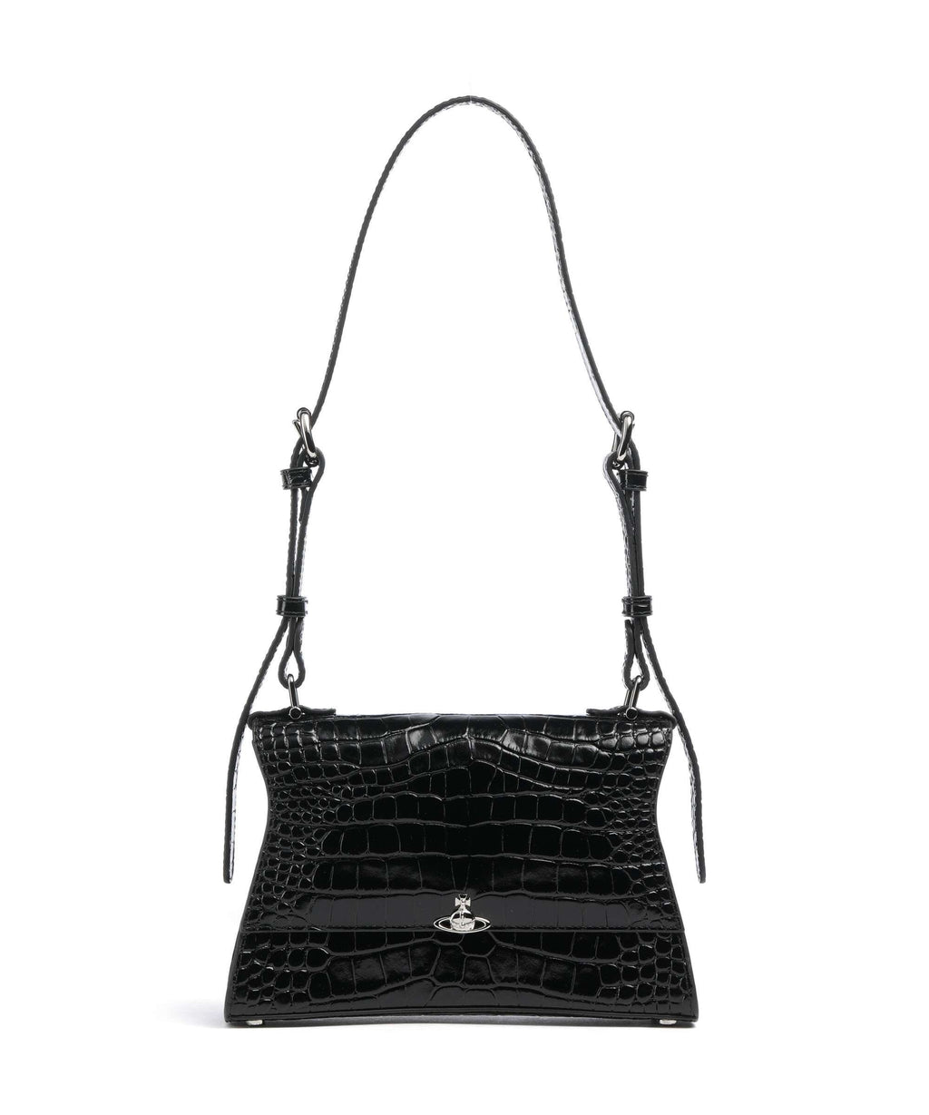 Vivienne Westwood Bianca Embossed Croc S Shoulder bag black