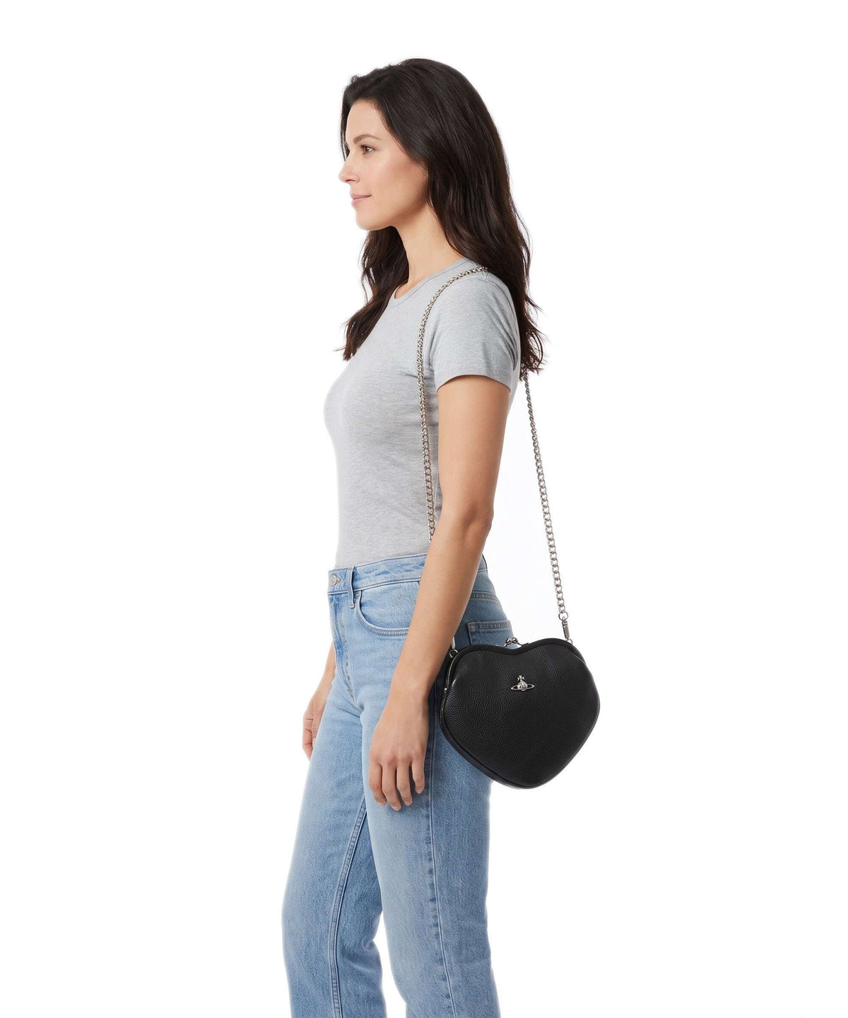 Vivienne Westwood Belle Heart Frame Grain Handbag black
