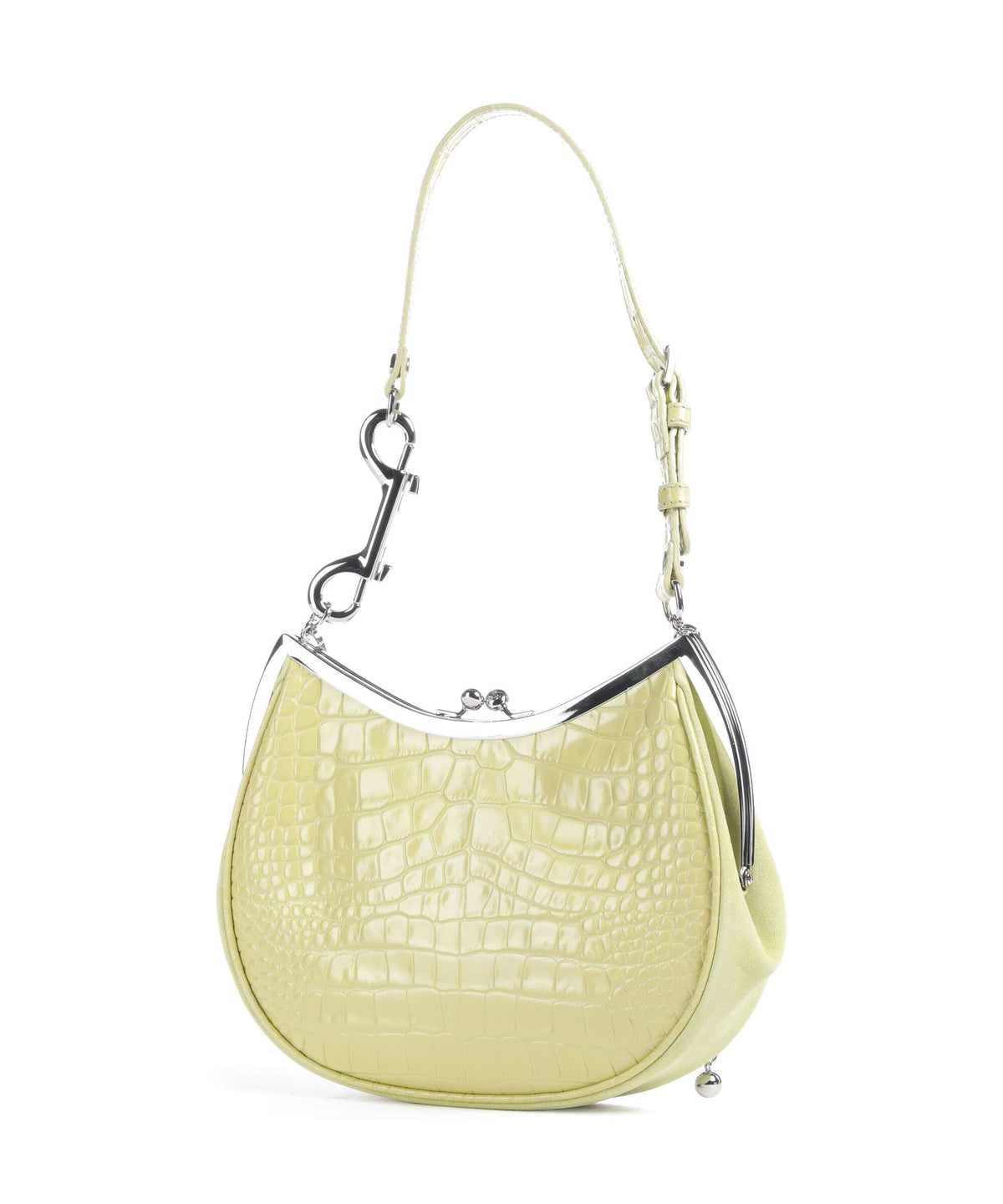 Vivienne Westwood Charm Frame Embossed Croc Shoulder bag lime green