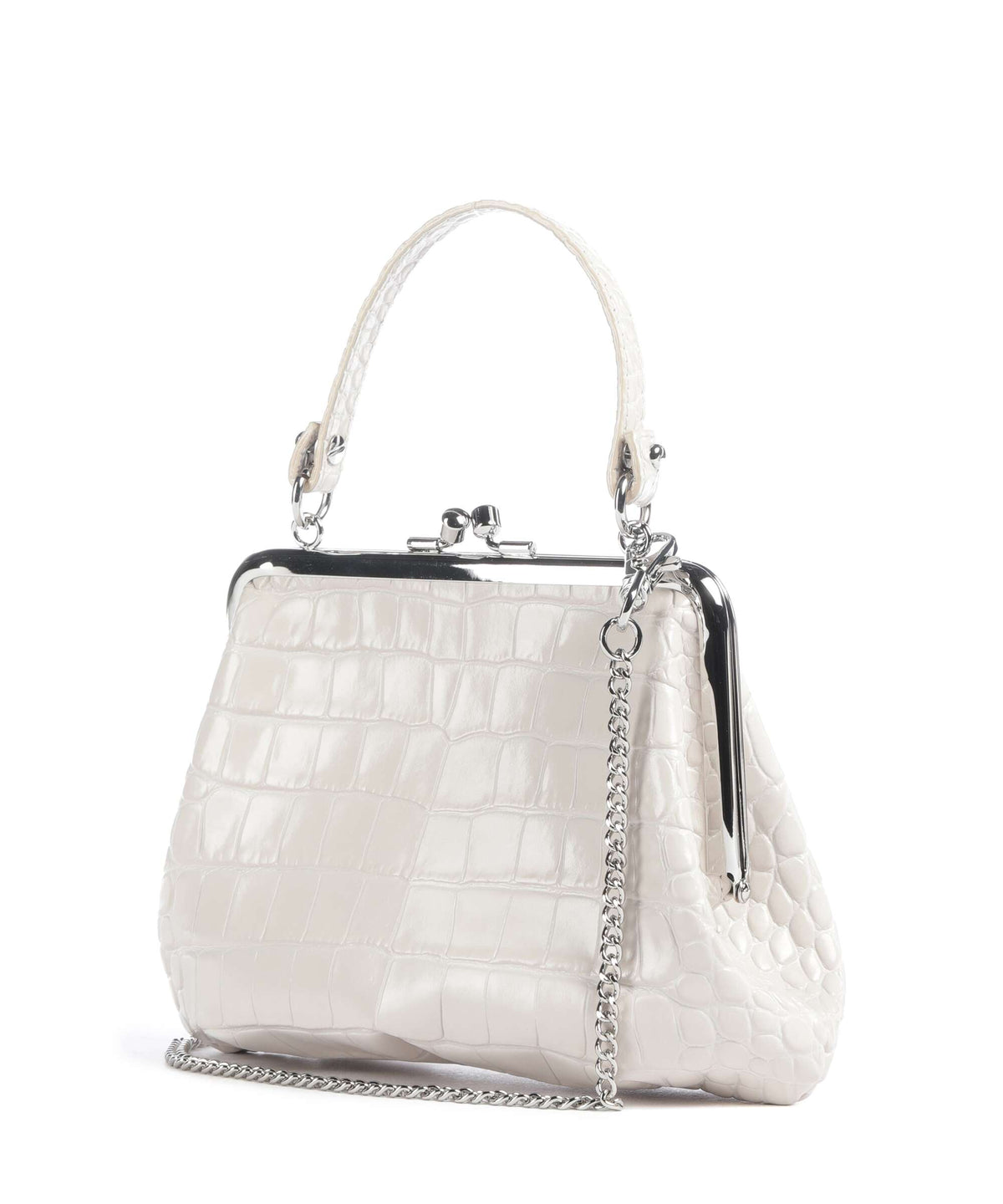 Vivienne Westwood Granny Frame Embossed Croc Handbag pearl white