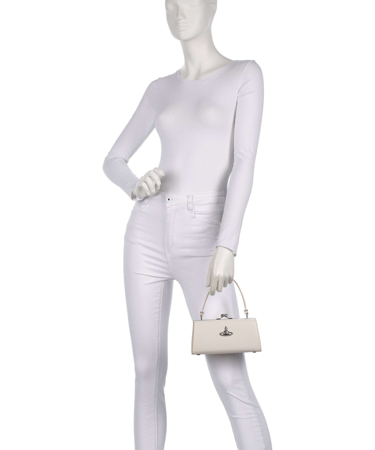 Vivienne Westwood Doll Frame Smooth XL Handbag white