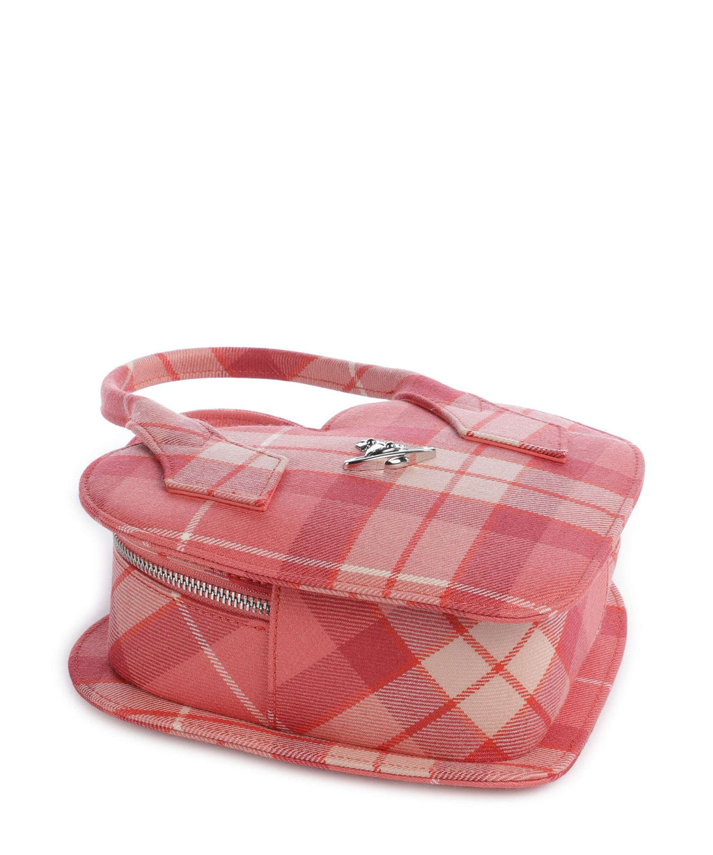 Vivienne Westwood Josephine Heart Wool Tartan Handbag fraser pink