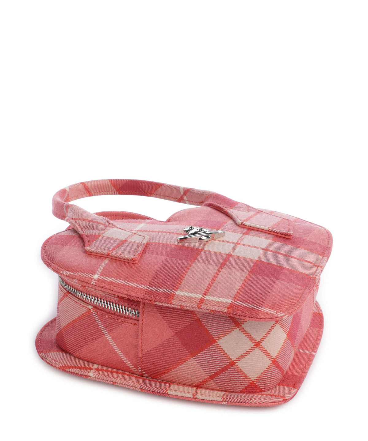 Vivienne Westwood Josephine Heart Wool Tartan Handbag fraser pink