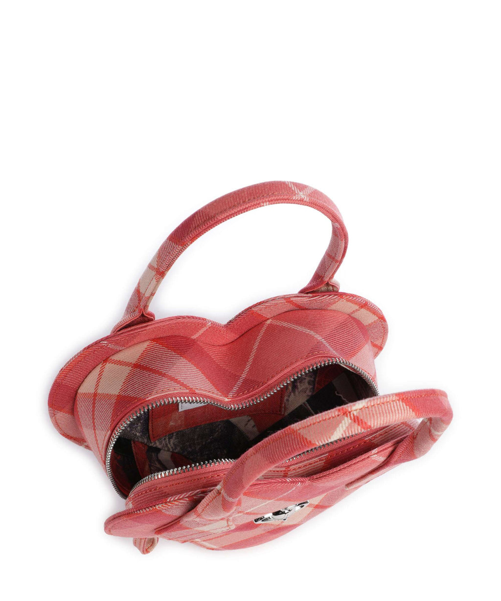 Vivienne Westwood Josephine Heart Wool Tartan Handbag fraser pink