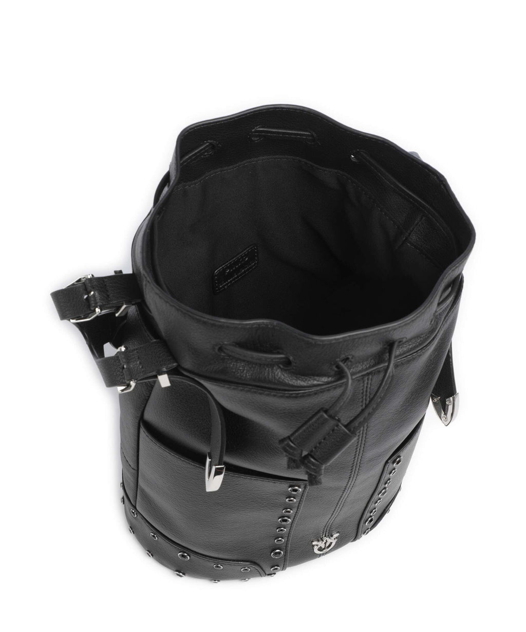 Pinko Mini Bucket bag nero/limousine/shiny nickel