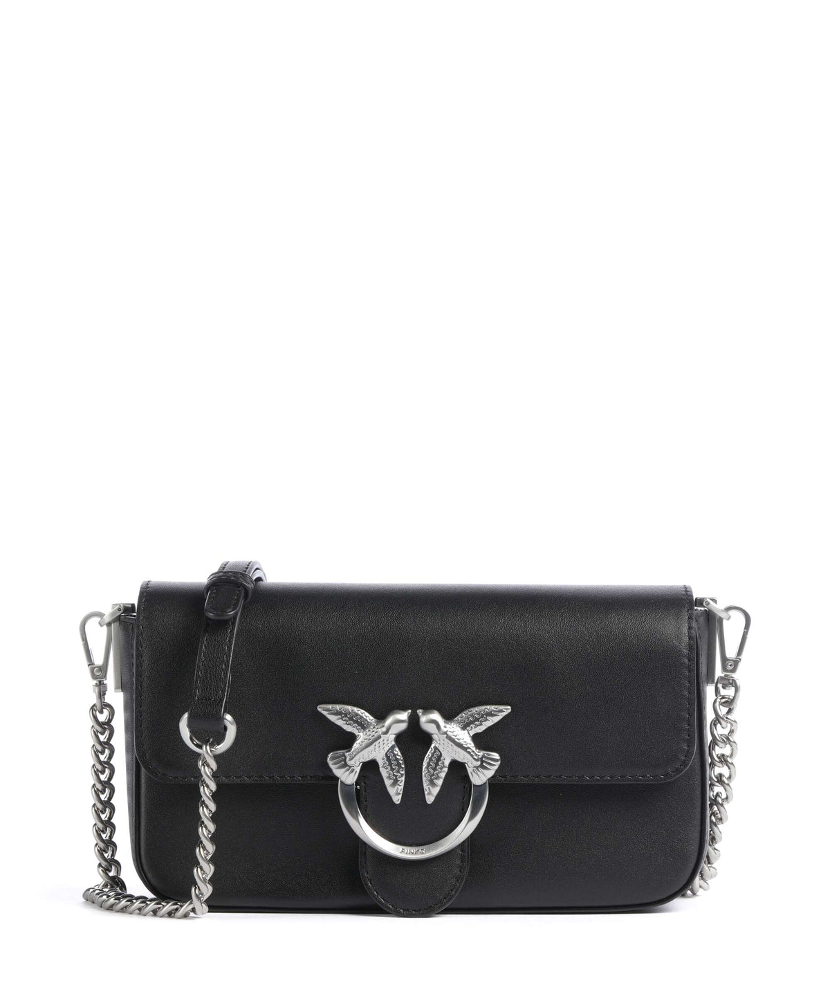 Pinko Love One Mini Slouchy Crossbody bag nero limousine/matt silver