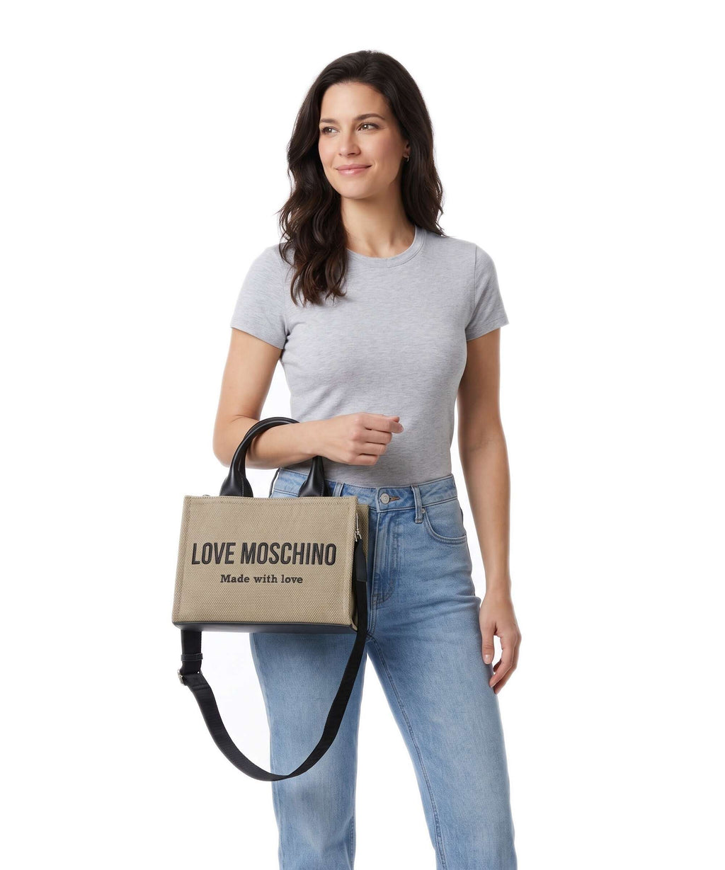 Love Moschino Cargo Canvas Handbag black/gold
