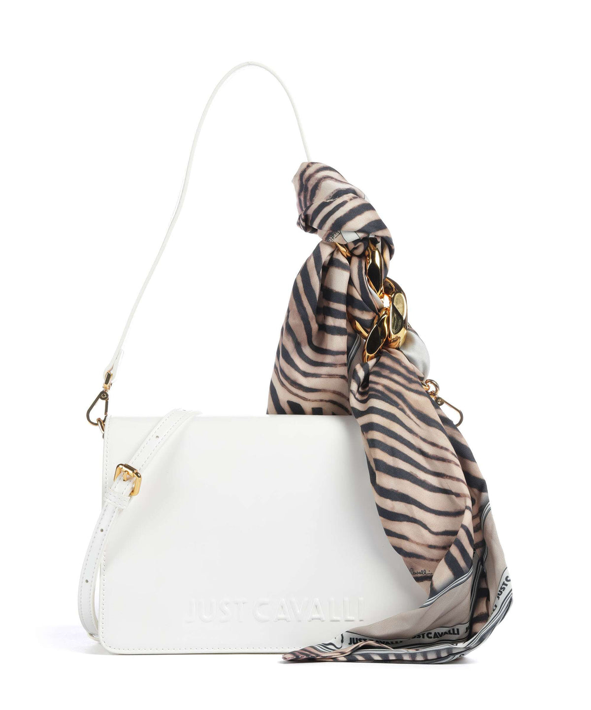 Just Cavalli Chain Foulard Shoulder bag white