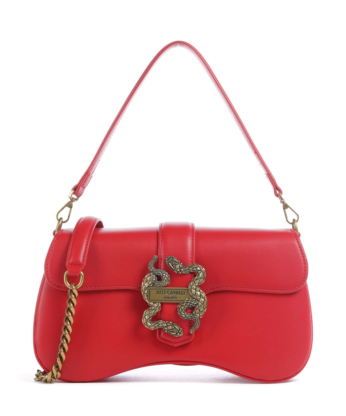 Just Cavalli Iconic Snakes Shoulder bag tango red