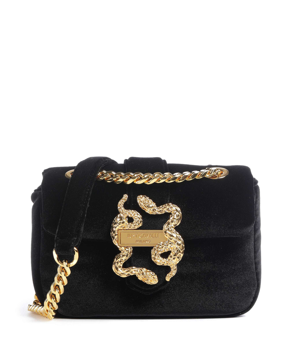 Just Cavalli Iconic Snakes Puffy Shoulder bag black