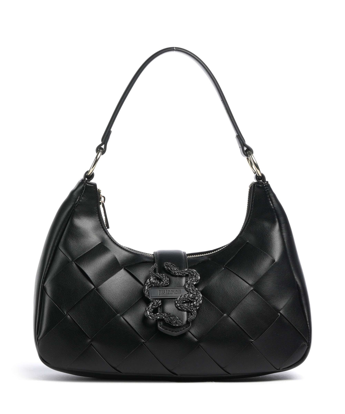 Just Cavalli Iconic Snakes Braided Shoulder bag black