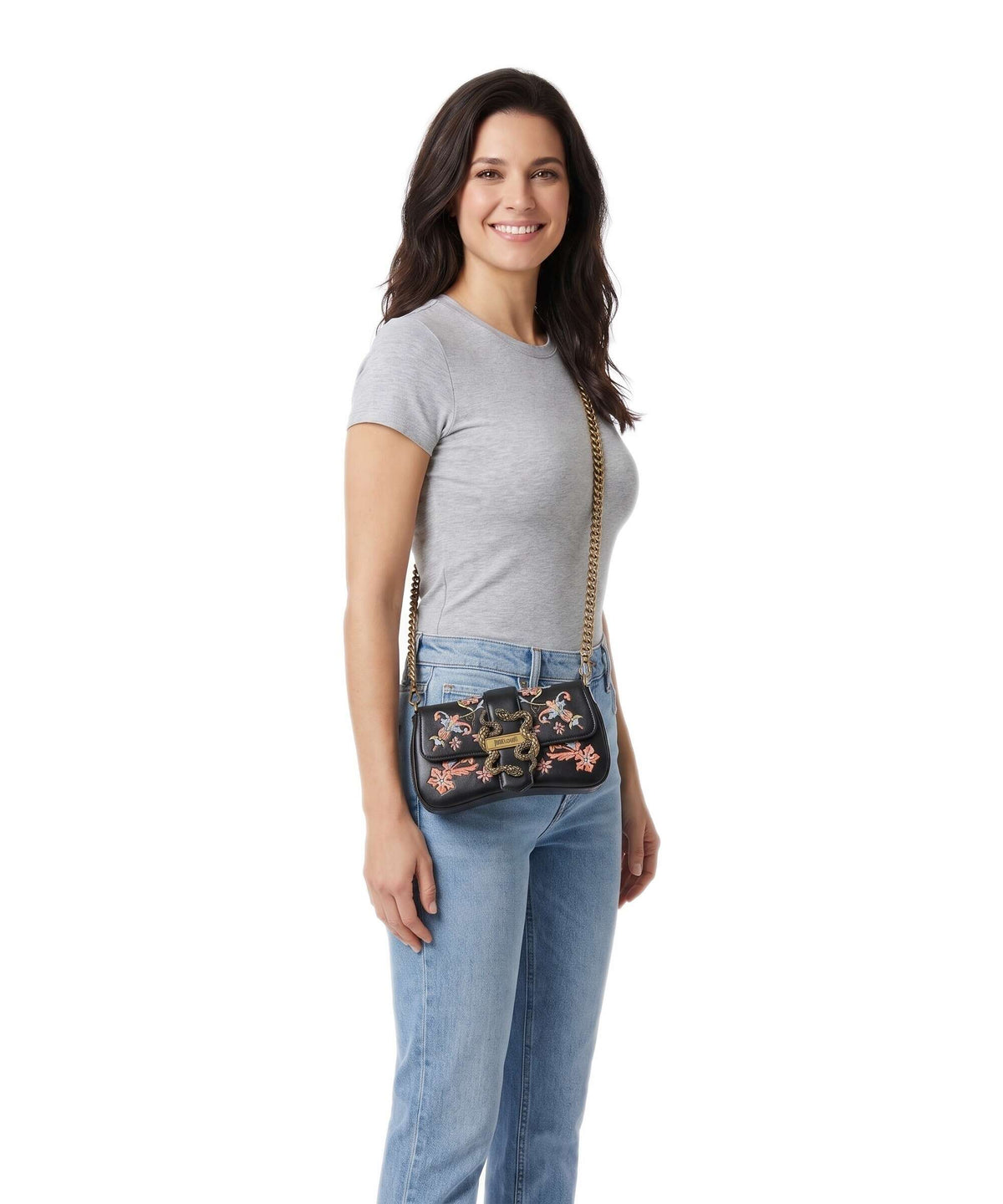Just Cavalli Iconic Snakes Crossbody bag black