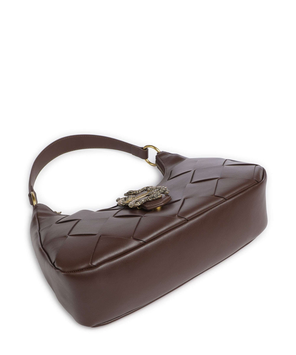 Just Cavalli Iconic Snakes Braided Shoulder bag black coffee