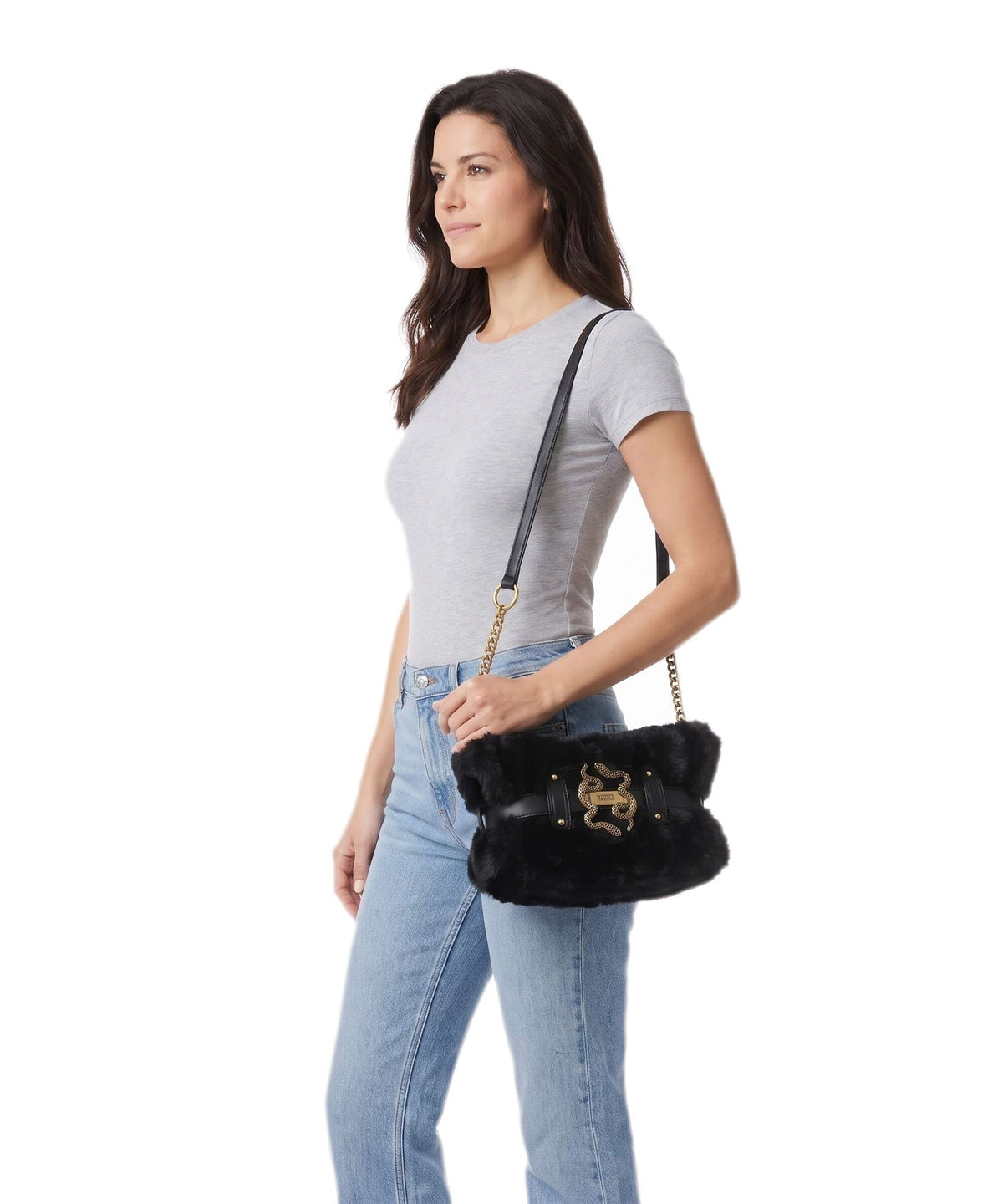 Just Cavalli Iconic Snakes Bow Crossbody bag black