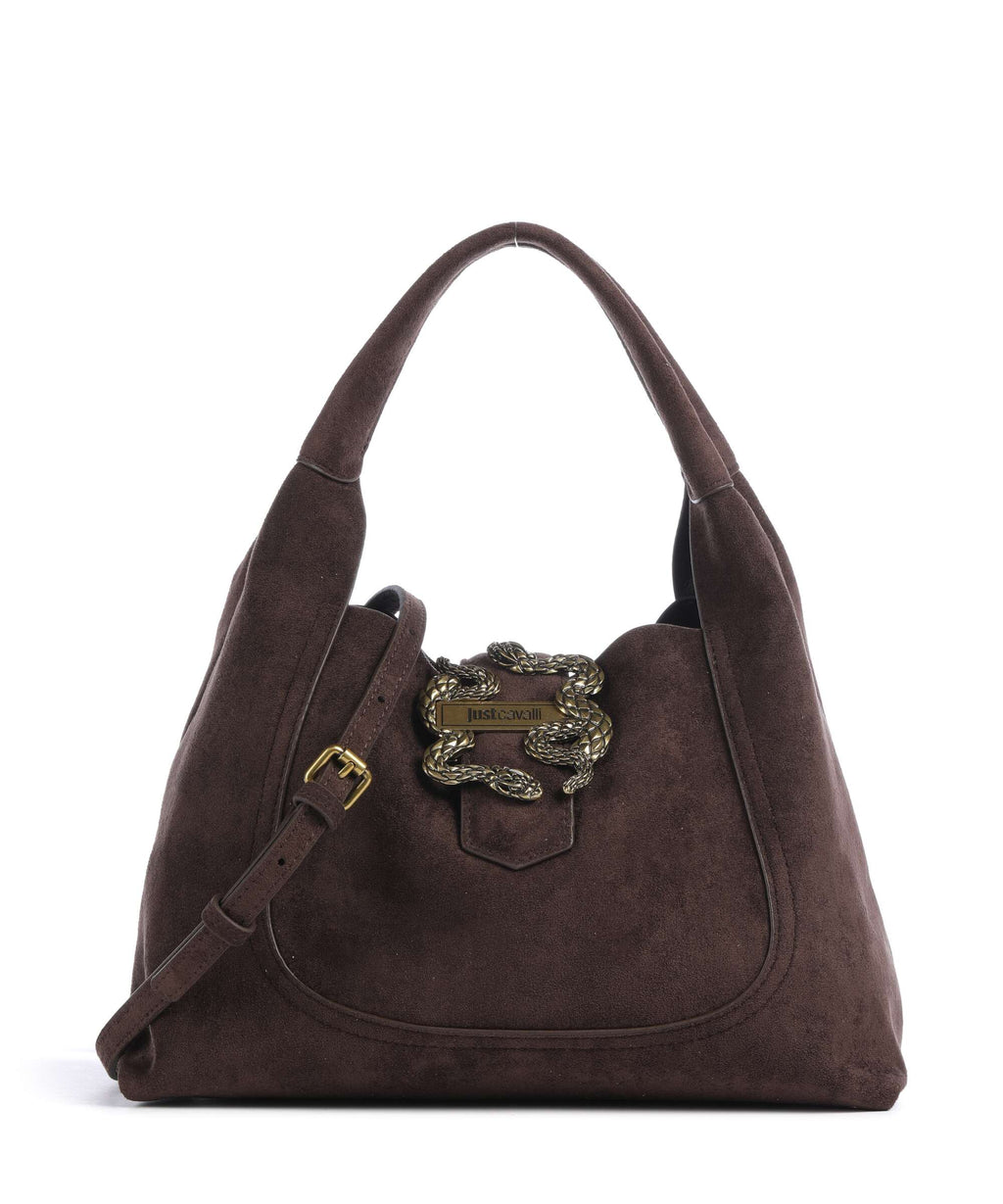 Just Cavalli Iconic Snakes Hobo bag black coffee