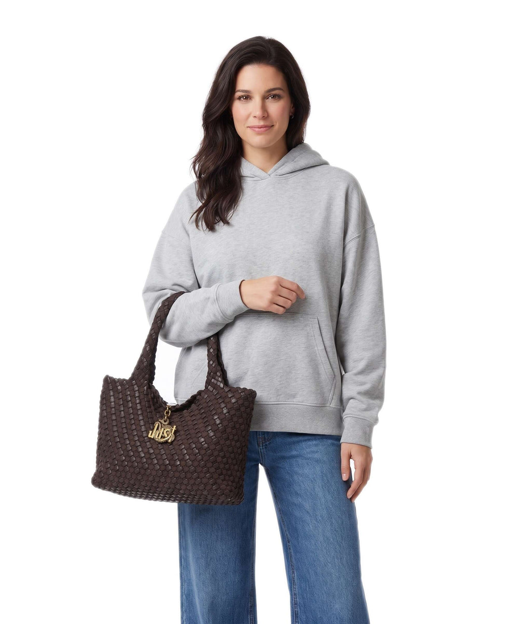 Just Cavalli Woving Hobo bag black coffee