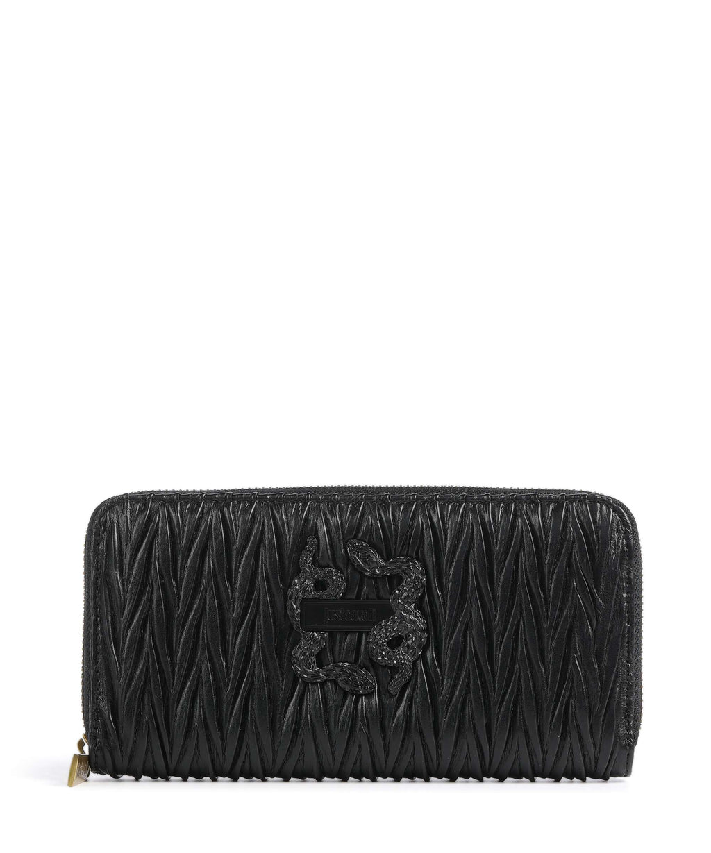 Just Cavalli Iconic Snakes Plisse Soft Wallet black