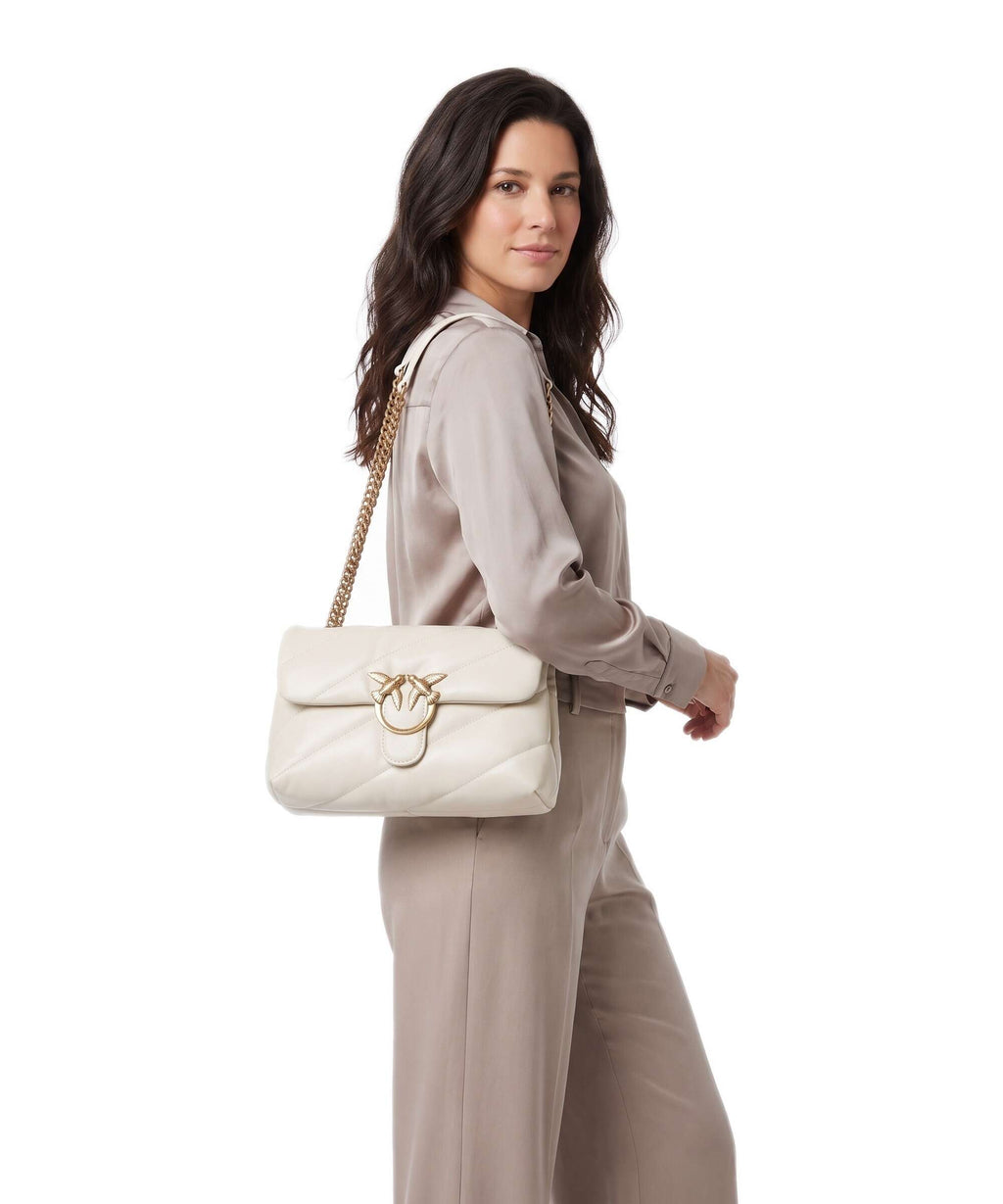 Pinko Love Puff Classic Shoulder bag bianco seta/antique gold