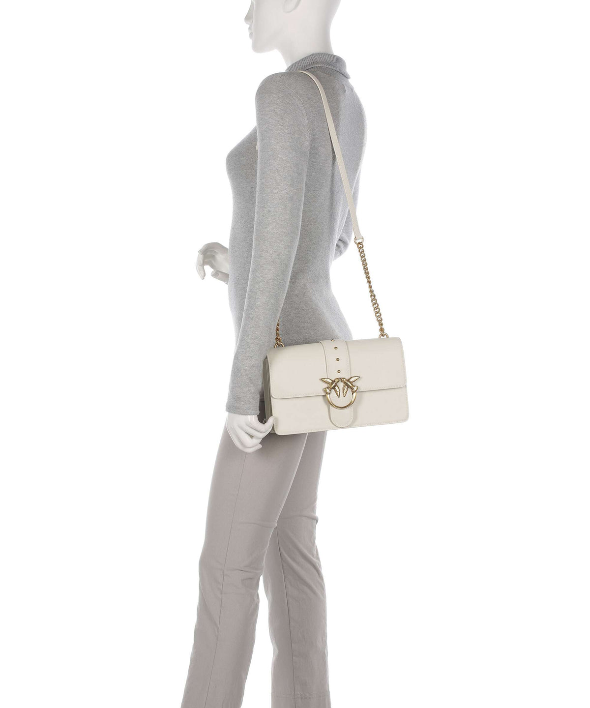 Pinko Love One Classic Crossbody bag bianco seta/antique gold