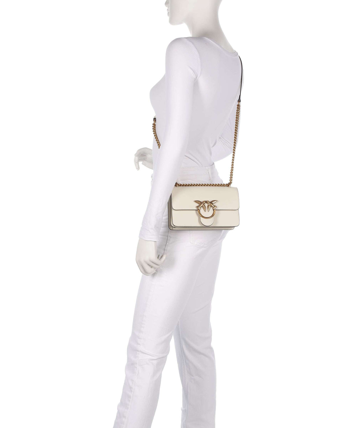 Pinko Love One Mini Shoulder bag bianco seta/antique gold