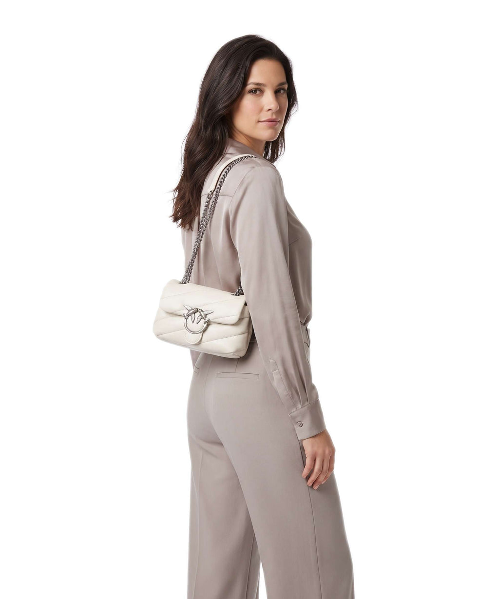 Pinko Love Puff Baby Shoulder bag bianco seta/old silver