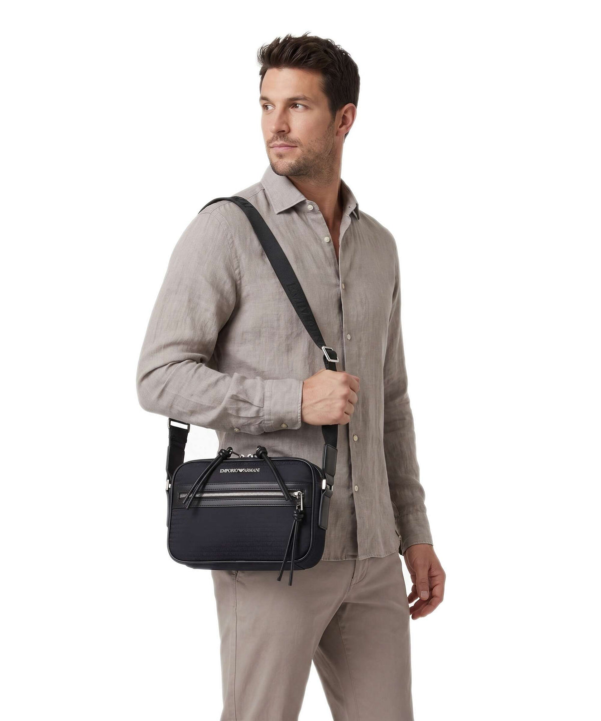Emporio Armani Monogram Crossbody bag iconico blu navy