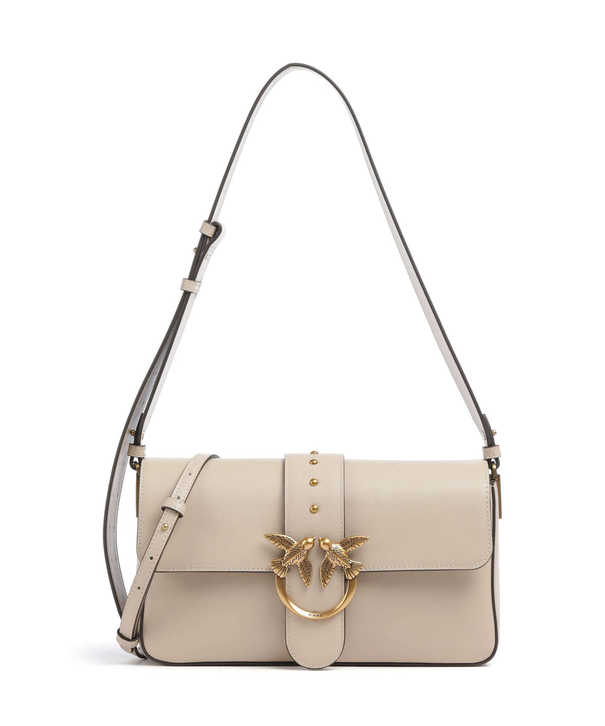 Pinko Love One Classic Slouchy Shoulder bag beige/grigio fumo/antique gold