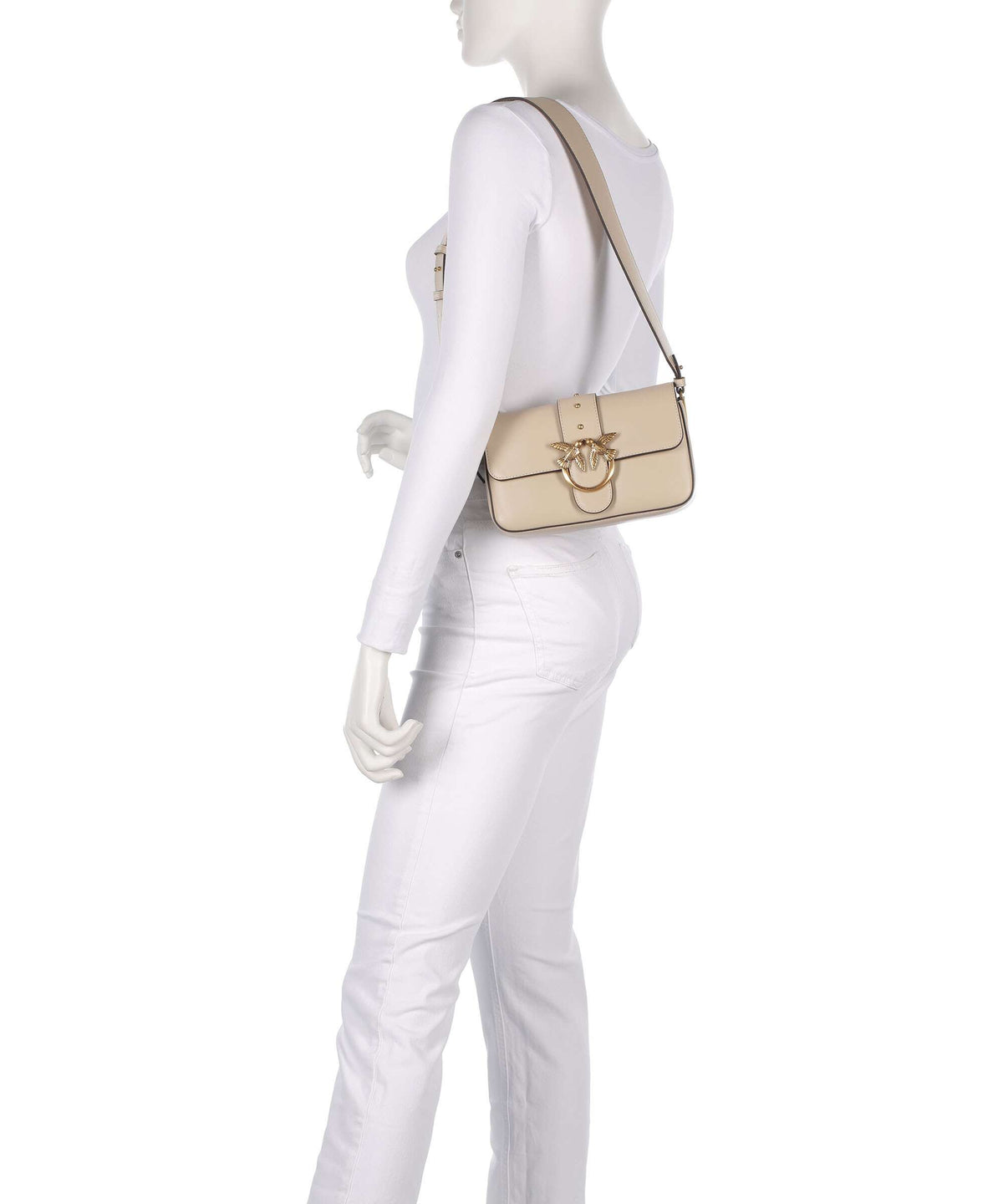 Pinko Love One Mini Slouchy Shoulder bag beige/grigio fumo/antique gold