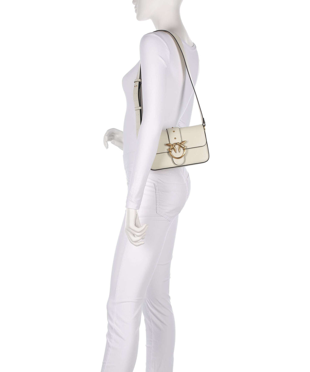 Pinko Love One Mini Slouchy Shoulder bag bianco seta/antique gold