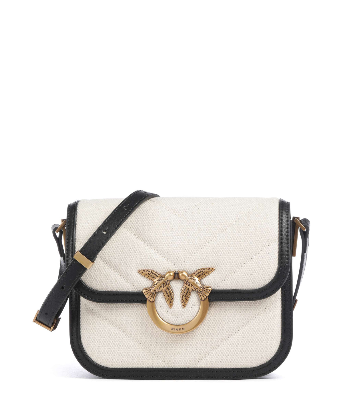 Pinko Love Box Mini Crossbody bag beige/navy stripes
