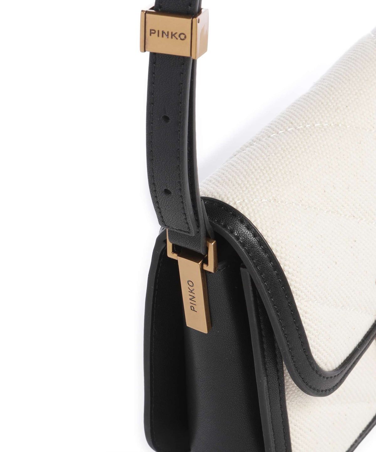 Pinko Love Box Mini Crossbody bag beige/navy stripes