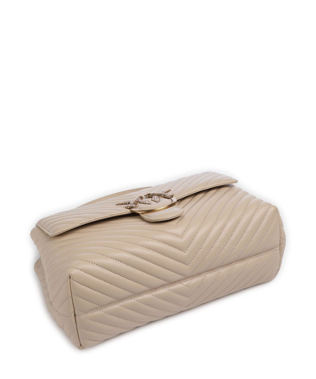 Pinko Love Lady Puff Big Handbag beige/grigio fumo/antique gold